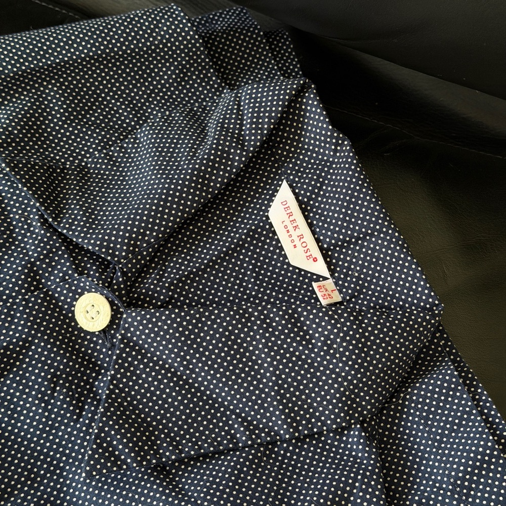 Derek Rose Navy Blue Polka Dot Pajama Set